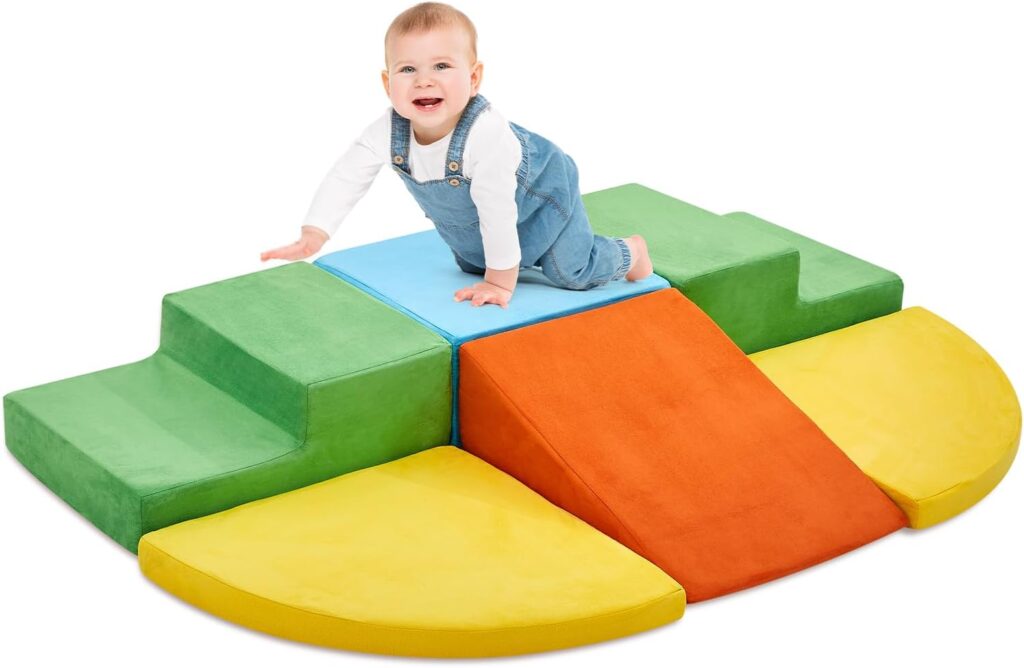 6 Pieces Kids Climbing Toys for Toddlers,Climb  Crawl Soft Foam Block Activity Play Set Foam Play Gym Climbing Blocks Toddler Climbing Toys Indoor, Soft Foam Toys for Kids Crawling and Sliding