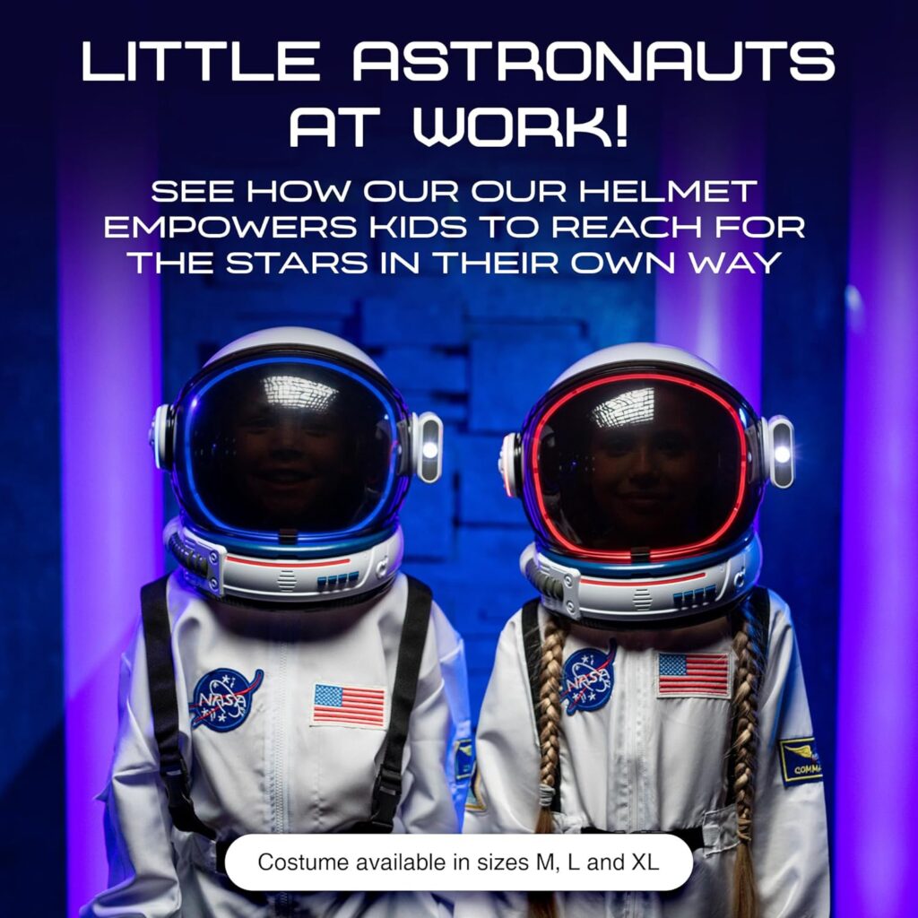 AEROSQUAD-Kids Astronaut Costume with Helmet, Nasa Space Helmet Suit for Boys  Girls with Movable Visor  Mission Sounds