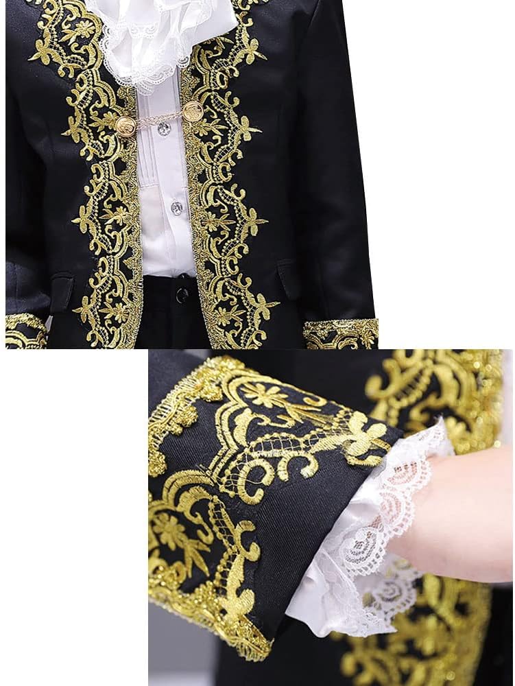 Boy Prince Costume Victorian Gothic Palace Blazer Suit Royal King Outfit Party Cosplay Halloween Costumes Kids