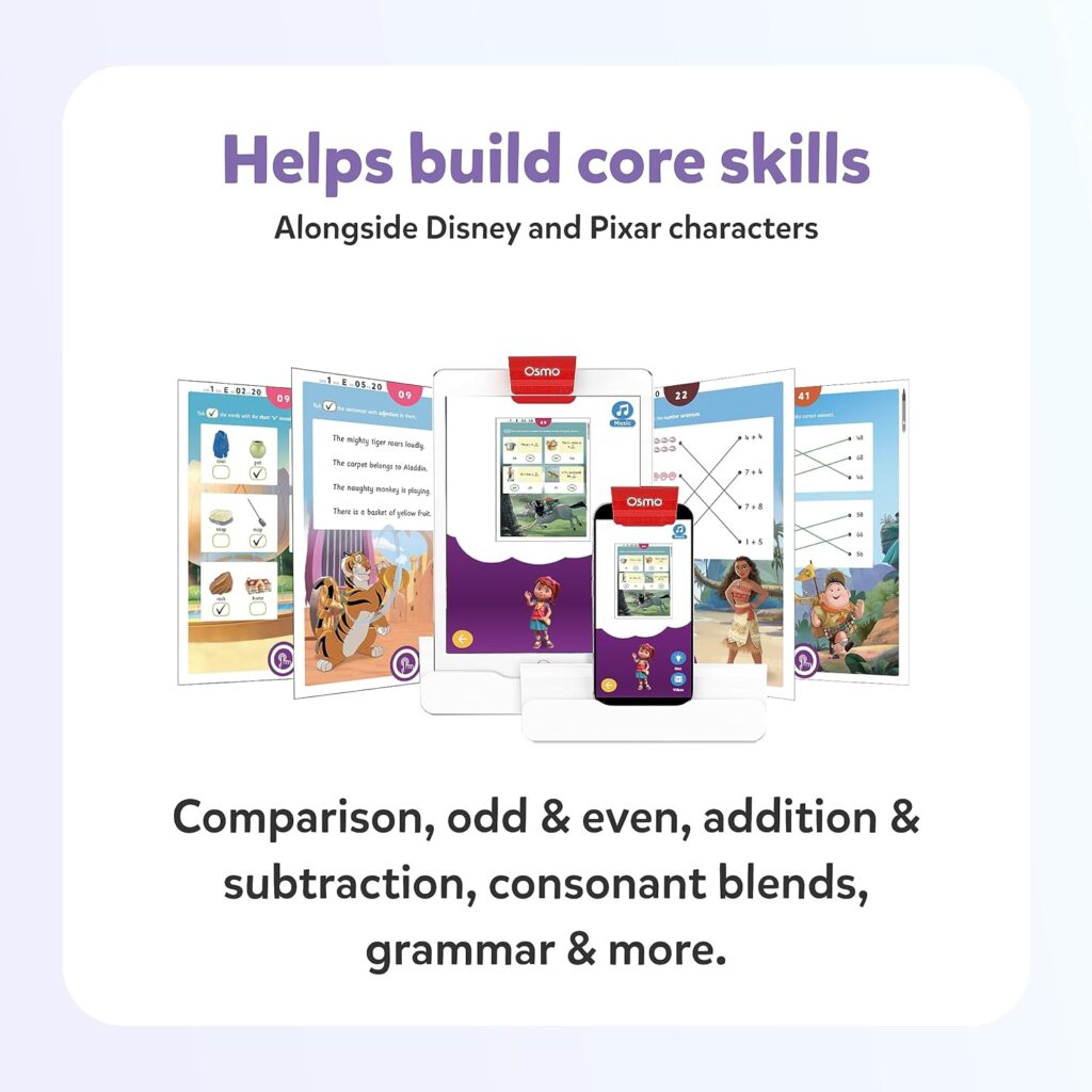 BYJU’S Learning Kits: Disney, 2nd Grade Premium Edition (App + 8 Workbooks) Ages 6-8, Featuring Disney  Pixar Characters - Learn Grammar, Multiplication/Division  Writing - Osmo Fire base included