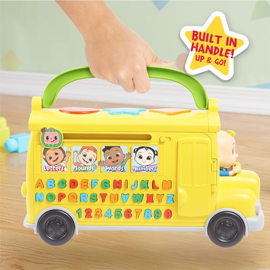 CoComelon Musical Learning Bus, Number and Letter Recognition, Phonetics, Yellow School Bus Toy Plays ABCs and Wheels on the Bus, Officially Licensed Kids Toys for Ages 18 Month by Just Play