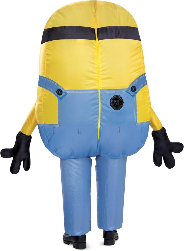 Disguise Bob Inflatable Minion Costume for Kids, Official Minions Halloween Costume, Blow Up Jumpsuit with Fan, Child Size (up to 7-8)