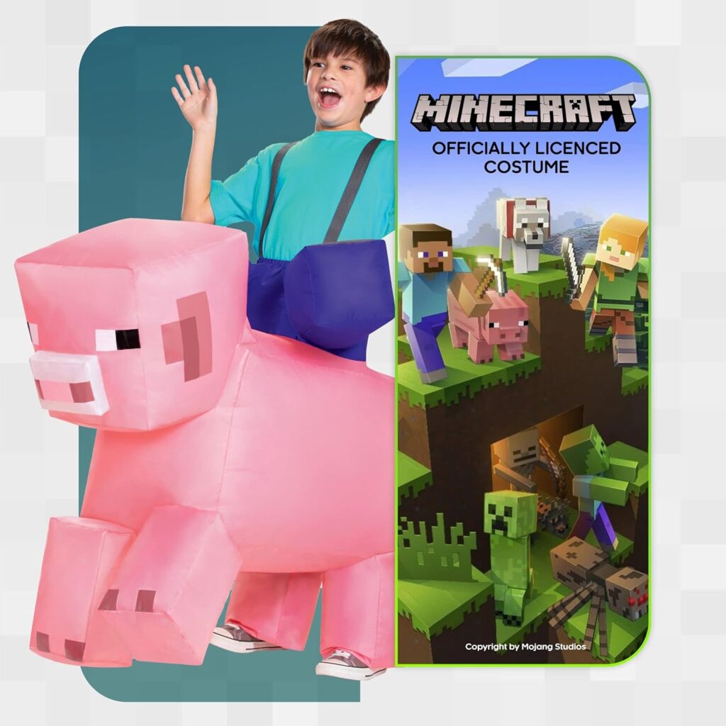 Disguise Minecraft Kids Ride-On Inflatable Pig Costume