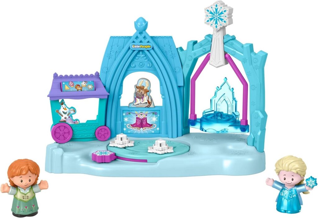 Disney Frozen Arendelle Winter Wonderland by Little People, ice skating playset with Anna and Elsa figures for toddlers and preschool kids