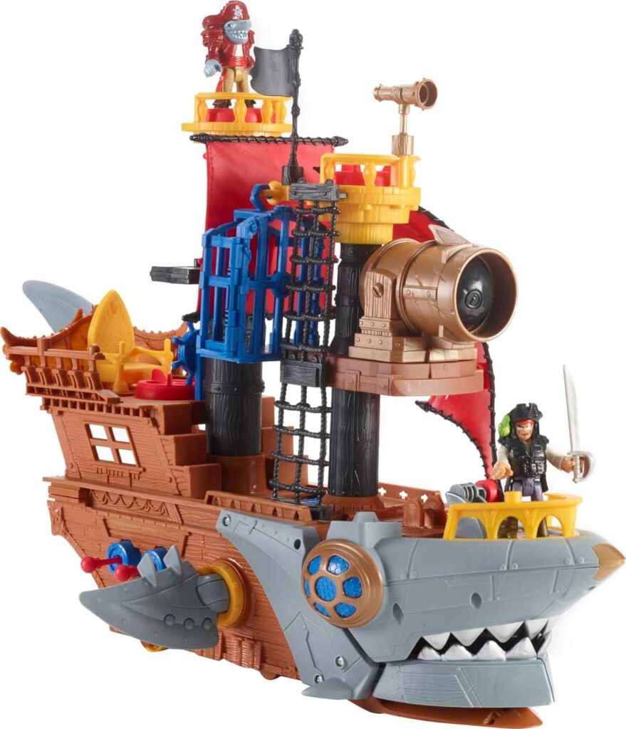 Fisher-Price Imaginext Preschool Toy Shark Bite Pirate Ship Playset with Figure  Accessories for Pretend Play Ages 3+ Years