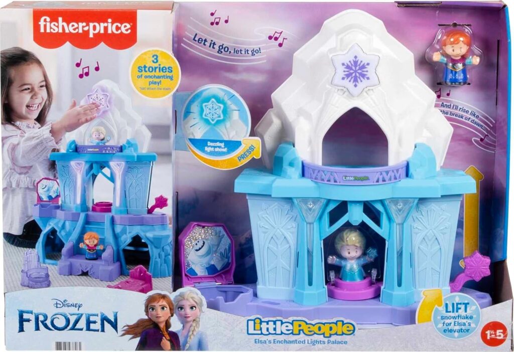 Fisher-Price Little People Toddler Playset Disney Frozen Elsa’s Enchanted Lights Palace with Anna  Elsa Figures for Ages 18+ Months