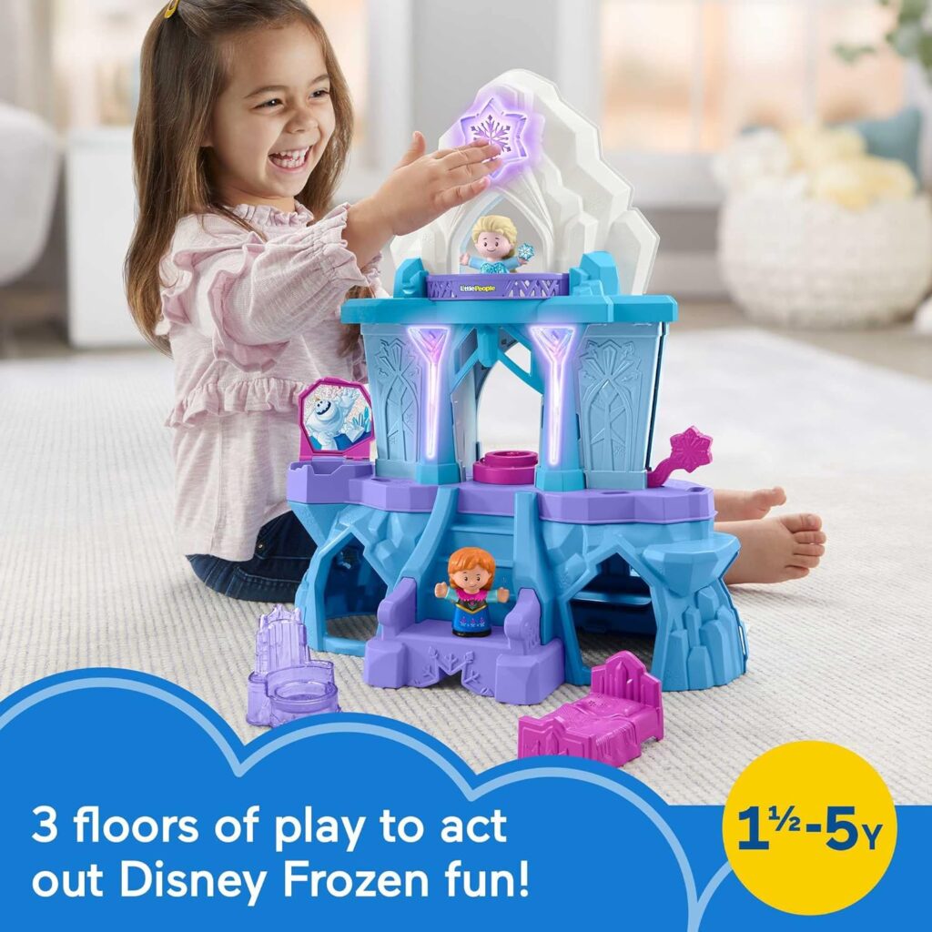 Fisher-Price Little People Toddler Playset Disney Frozen Elsa’s Enchanted Lights Palace with Anna  Elsa Figures for Ages 18+ Months