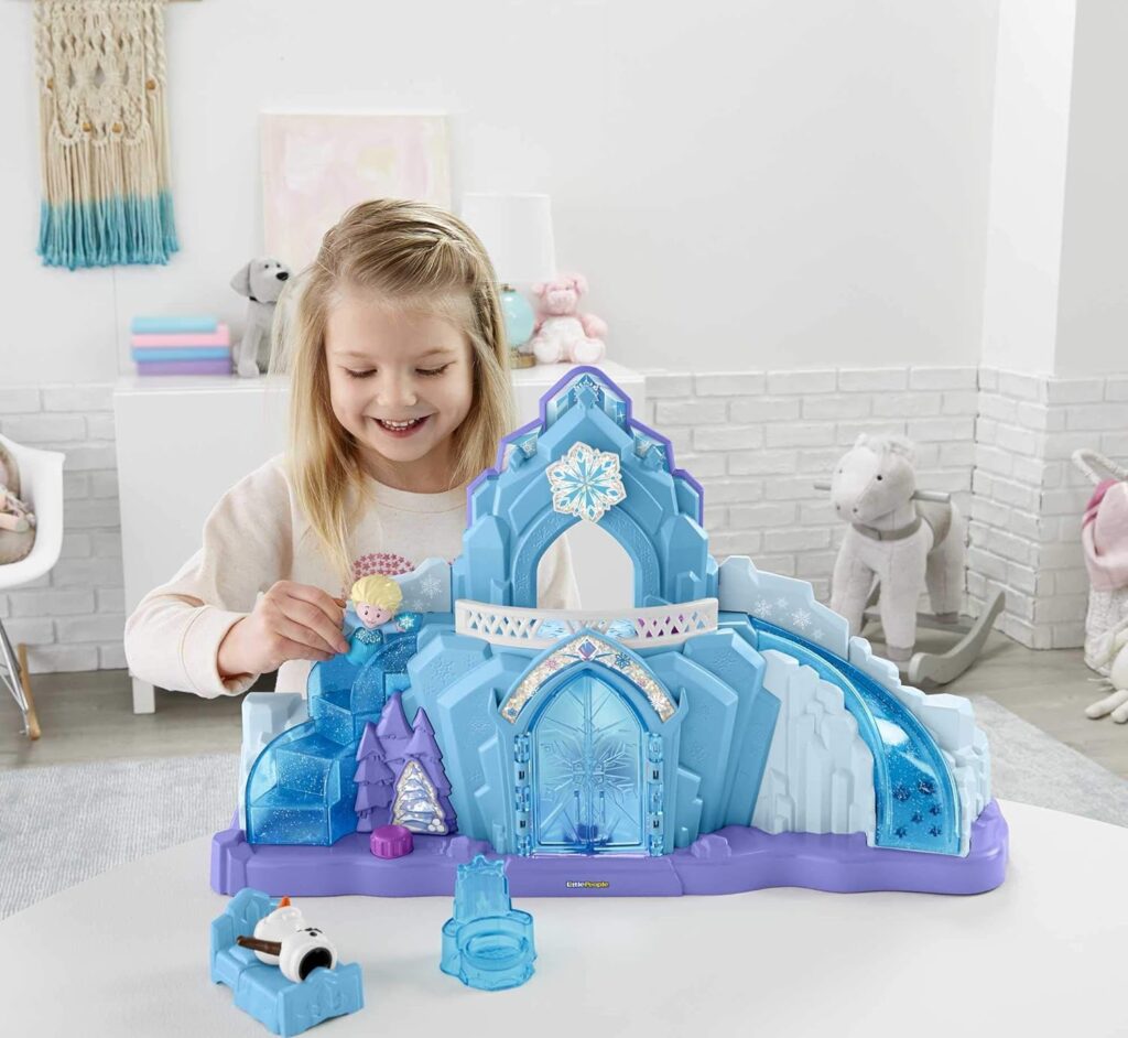 Fisher-Price Little People Toddler Playset Disney Frozen Elsa’s Ice Palace Musical Toy with Elsa  Olaf Figures for Ages 18+ Months