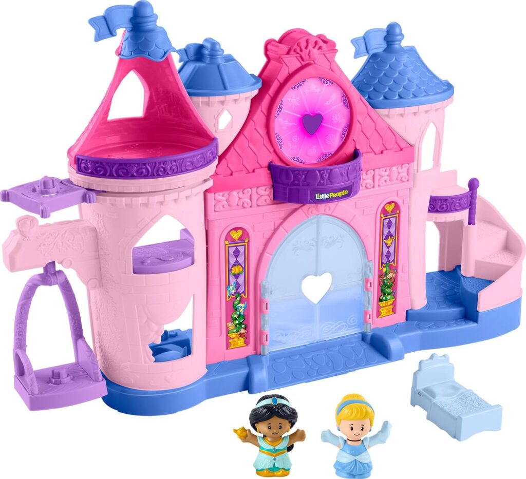 Fisher-Price Little People Toddler Playset Disney Princess Magical Lights  Dancing Castle Musical Toy with 2 Figures for Ages 18+ Months