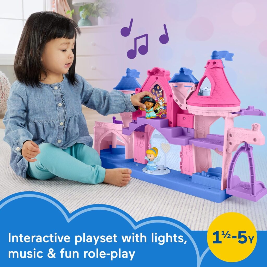 Fisher-Price Little People Toddler Playset Disney Princess Magical Lights  Dancing Castle Musical Toy with 2 Figures for Ages 18+ Months