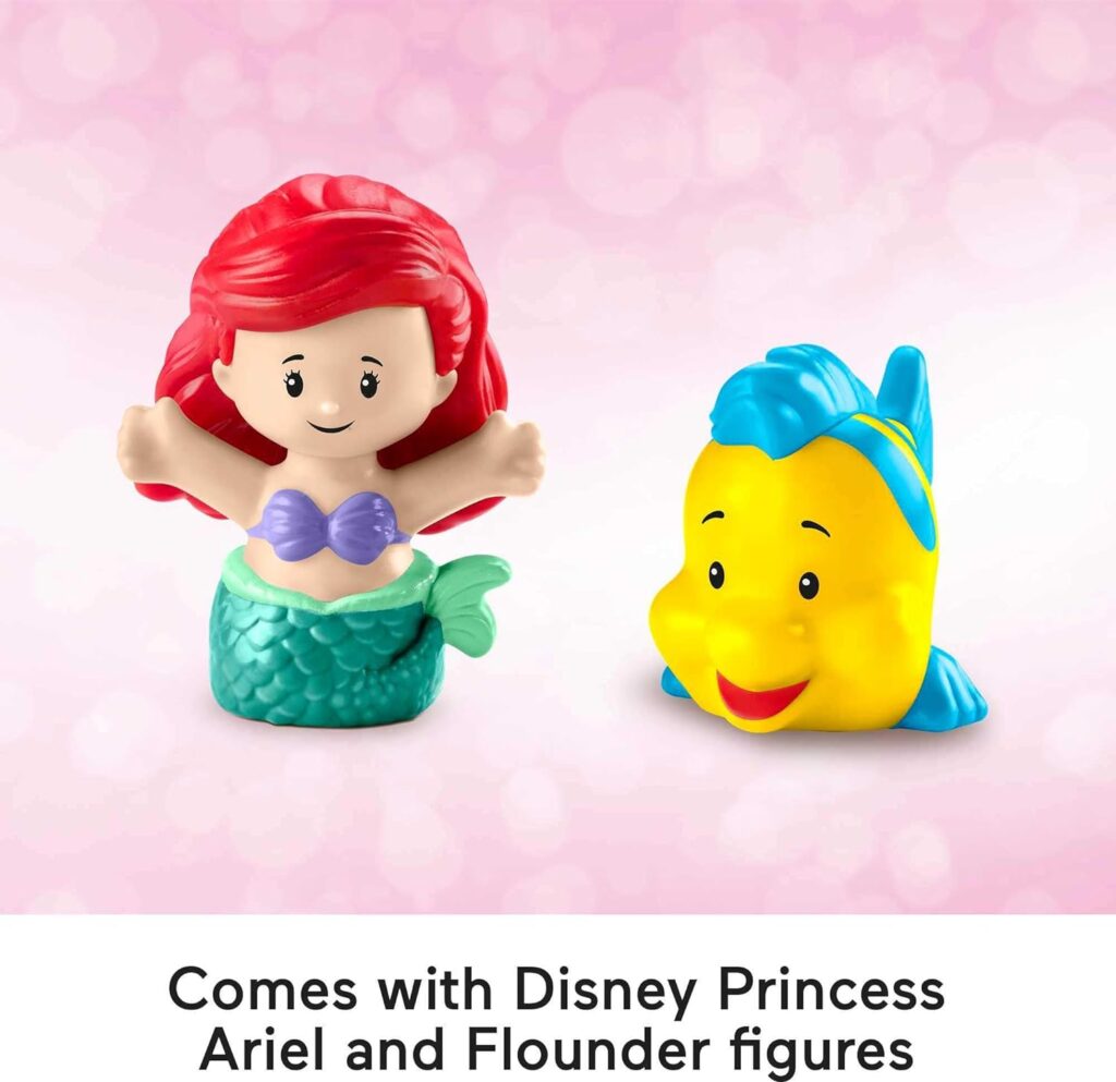 Fisher-Price Little People Toddler Toy Disney Princess Ariel’s Light-Up Sea Carriage Musical Vehicle with 2 Figures for Ages 18+ Months