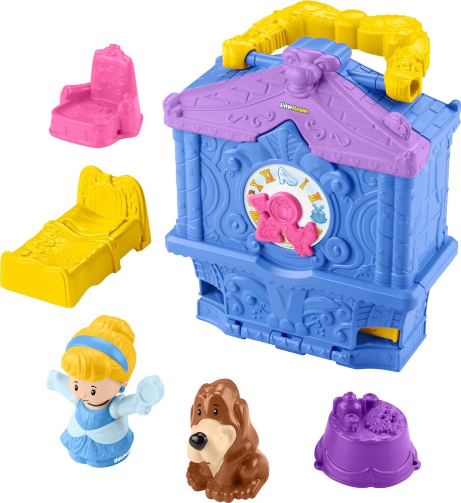 Fisher-Price Mattel Disney Princess Cinderella On-The-Go Toddler Playset Carry-Along Case with 2 Little People Figures for Ages 18+ Months