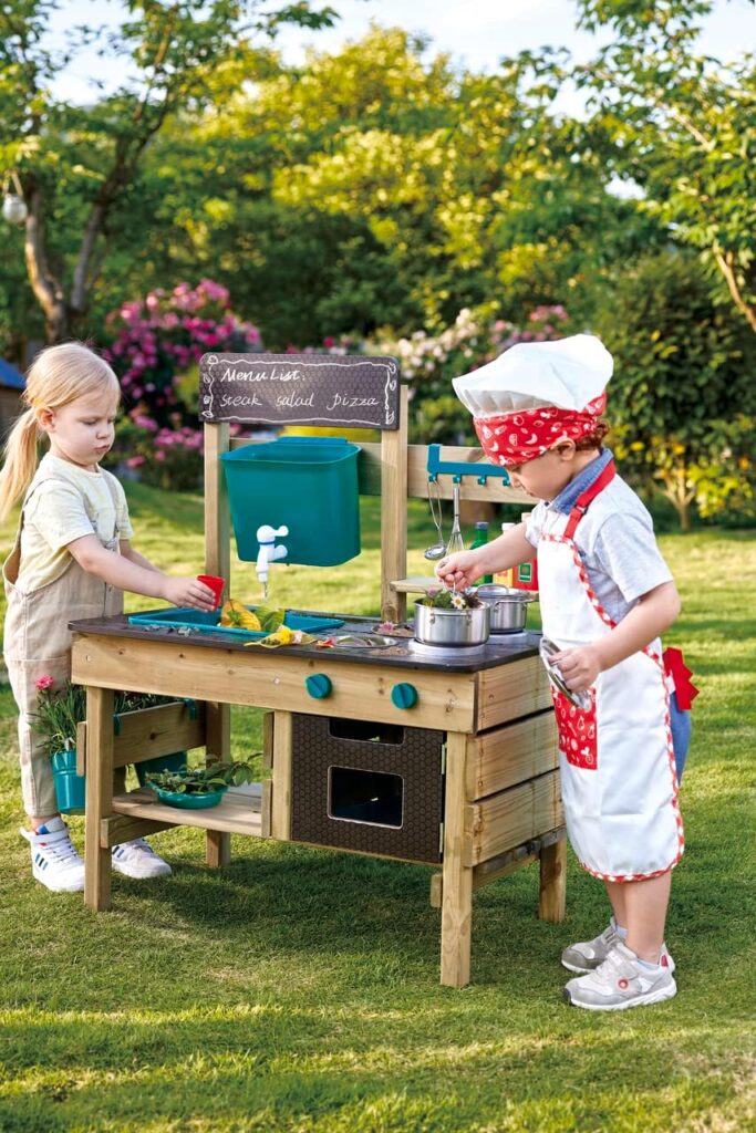 Hape Outdoor Kitchen | Mud Kitchen Wooden Toy Playset With Accessories, for Children Ages 3+ Years