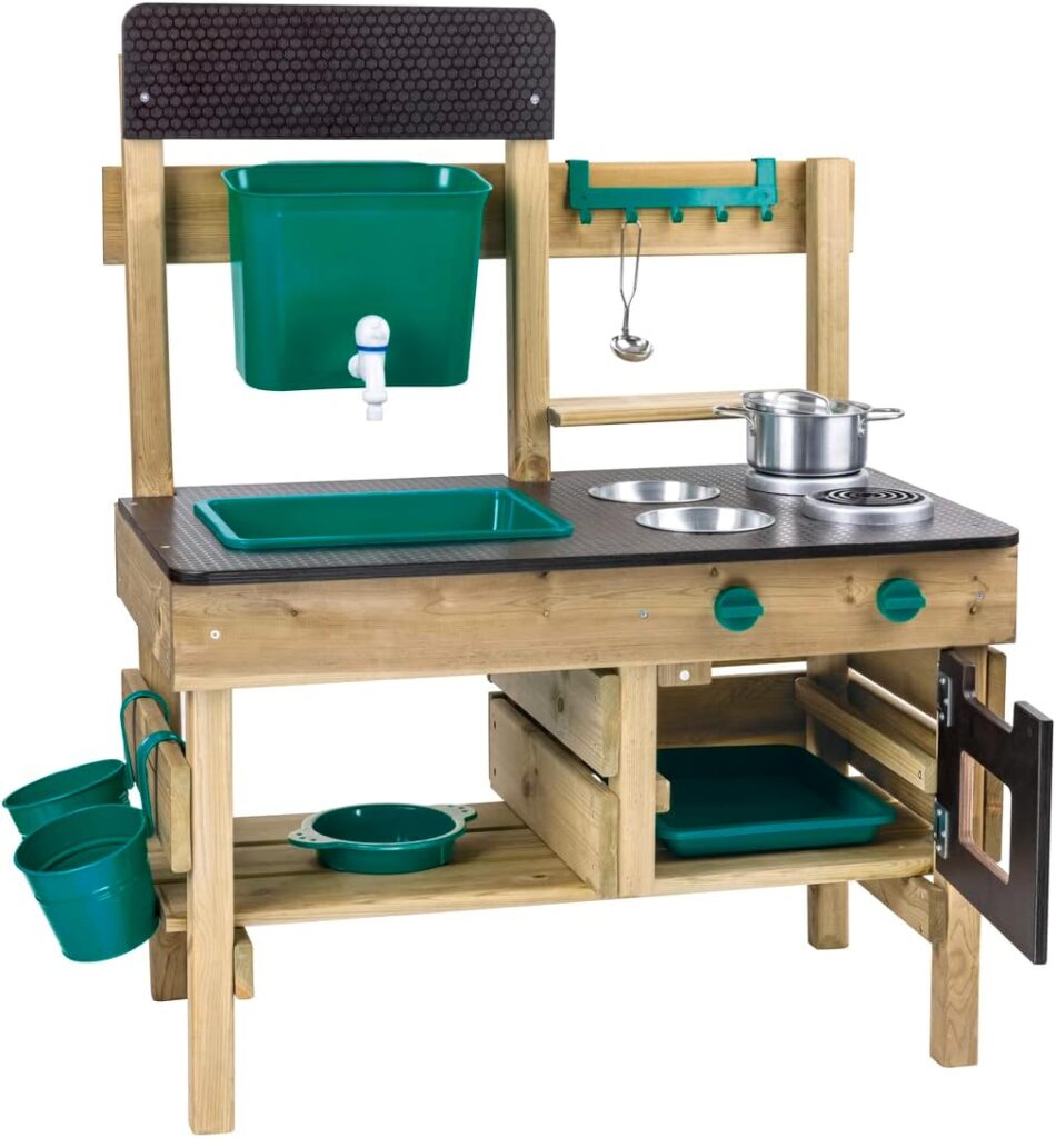 Hape Outdoor Kitchen | Mud Kitchen Wooden Toy Playset With Accessories, for Children Ages 3+ Years