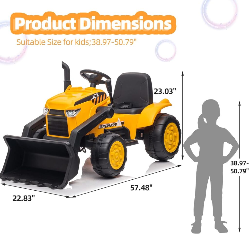 JCB Ride-on Electric Excavator for Kids 3-5 Years, Construction Vehicle Toy with Remote Control, Front Loader, Removable Seat (24V, Yellow)