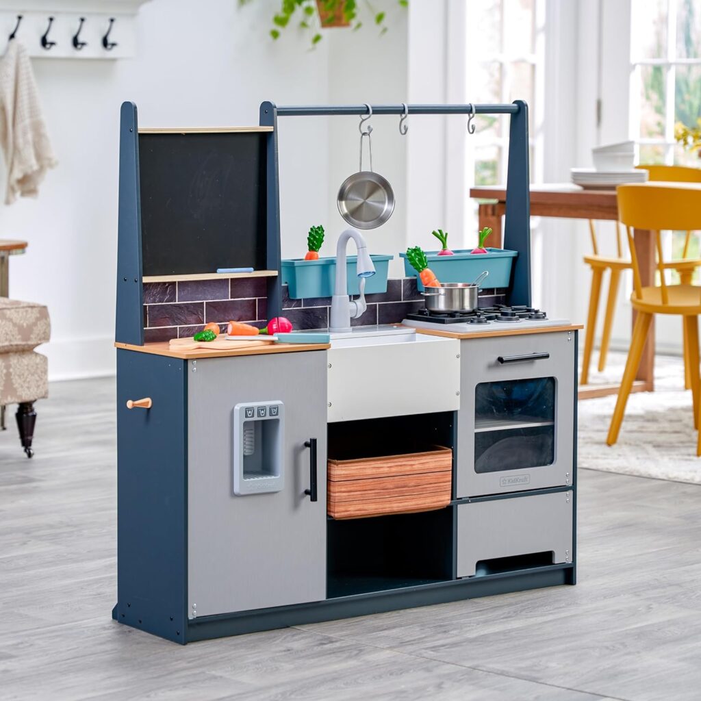 KidKraft Wooden Farm to Table Play Kitchen with EZ Kraft Assembly™, Lights  Sounds, Ice Maker and 17 Accessories