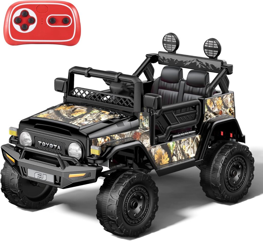 Kids car Electric car for Kids- Kids Jeep Remote Control Ride on car for Toddlers 12v Ride on Toys Childrens Camo Brown