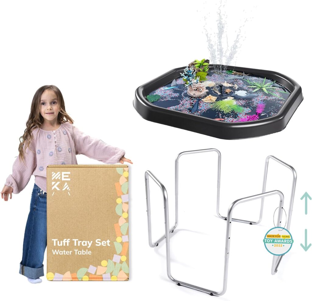 Large Tuff Tray Set, Sensory Tray plus Stand, Sand and Water Table for Toddlers, Outdoor Water Table and Sensory Table, Kids Water Table for Outside, Sand Tray, Play Tray, Tuff Tray for Sensory Play