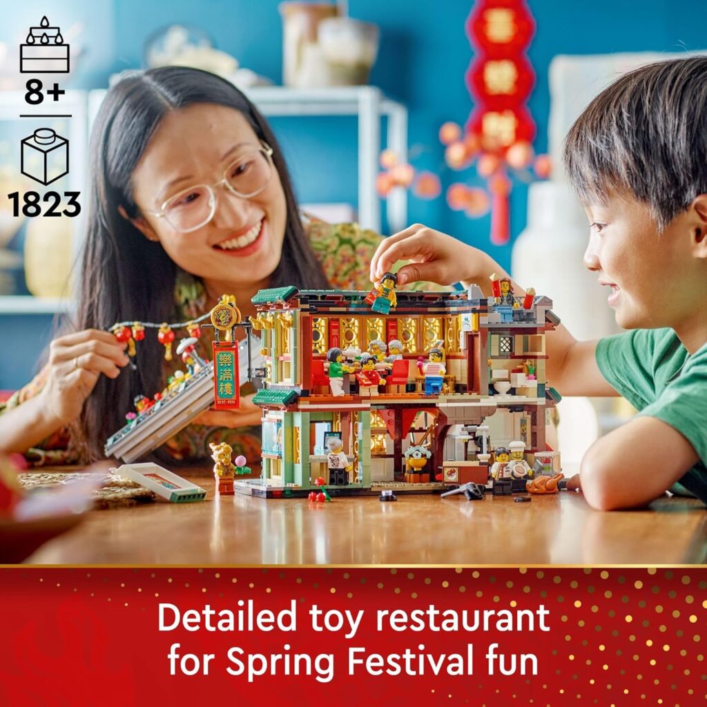 LEGO Spring Festival Family Reunion Celebration Building Toy for Kids, Restaurant Playset with Toy Kitchen and 13 Minifigures for Pretend Play, Gift Set for Boys and Girls Ages 8 and Up, 80113