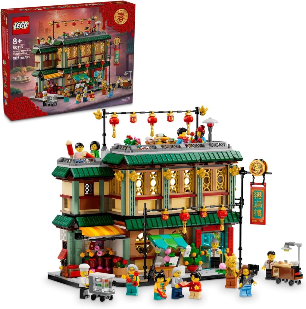 LEGO Spring Festival Family Reunion Celebration Building Toy for Kids, Restaurant Playset with Toy Kitchen and 13 Minifigures for Pretend Play, Gift Set for Boys and Girls Ages 8 and Up, 80113