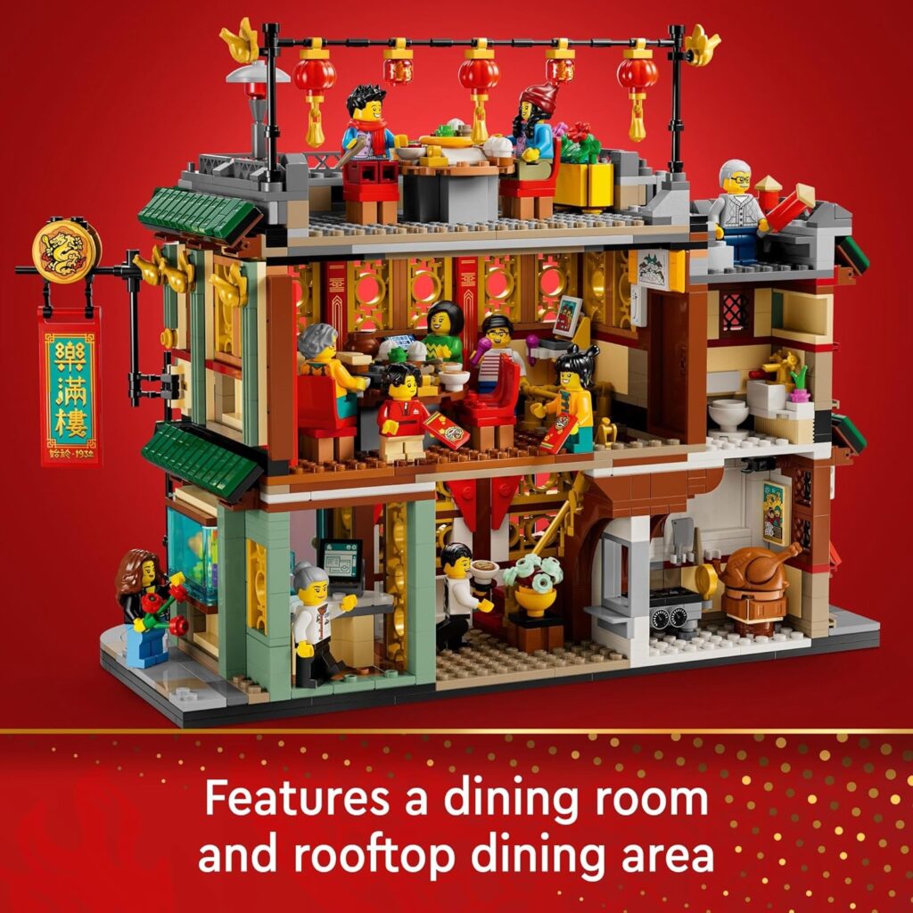 LEGO Spring Festival Family Reunion Celebration Building Toy for Kids, Restaurant Playset with Toy Kitchen and 13 Minifigures for Pretend Play, Gift Set for Boys and Girls Ages 8 and Up, 80113