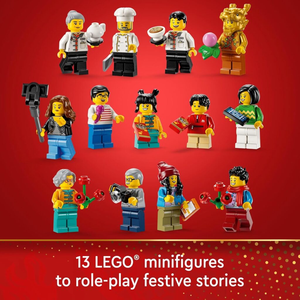 LEGO Spring Festival Family Reunion Celebration Building Toy for Kids, Restaurant Playset with Toy Kitchen and 13 Minifigures for Pretend Play, Gift Set for Boys and Girls Ages 8 and Up, 80113