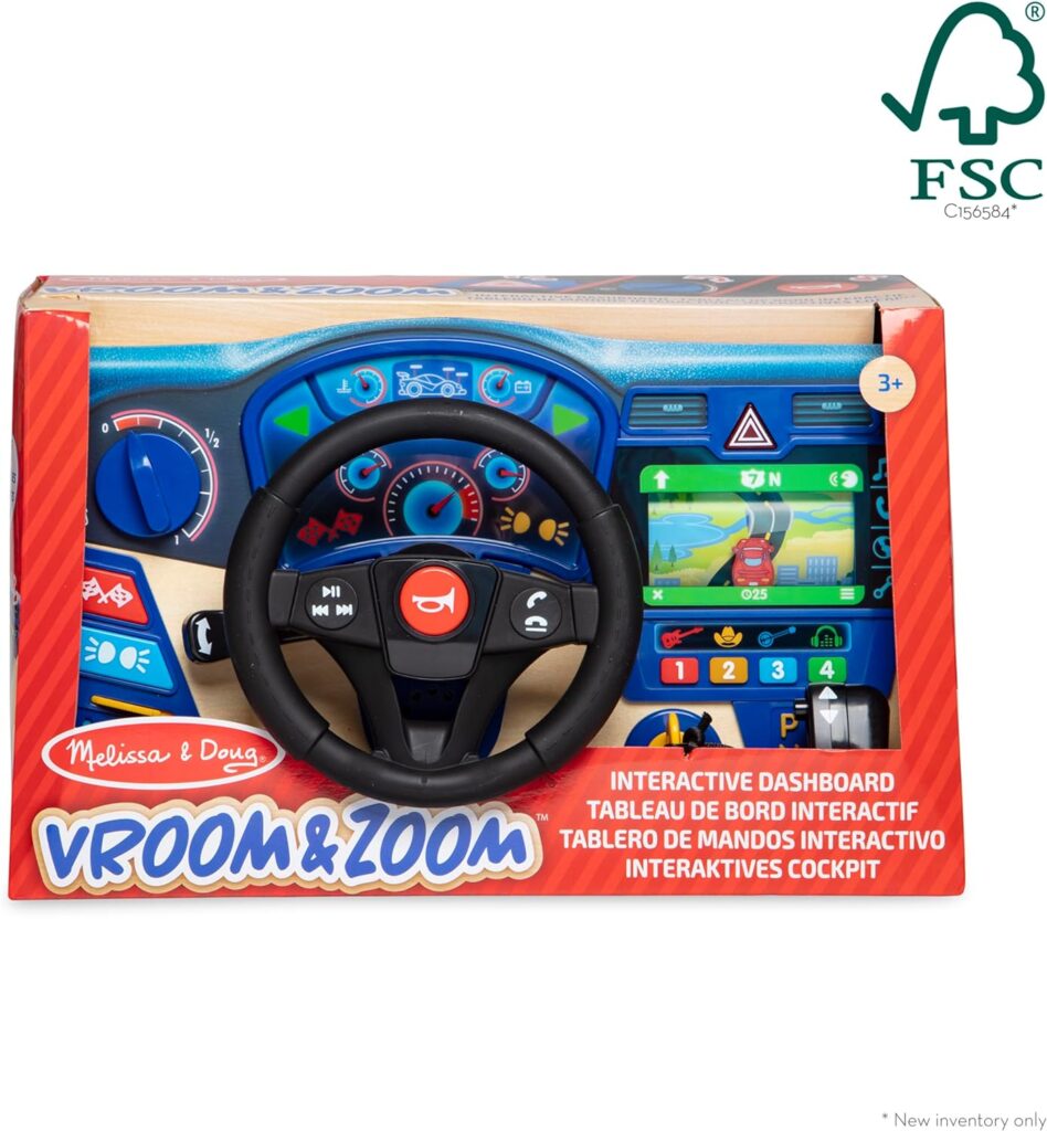 Melissa  Doug 41705 Vroom  Zoom Wooden Dashboard | Pretend Play | 3+ | Gift for Boy or Girl