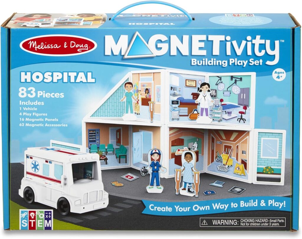 Melissa  Doug Magnetivity Magnetic Tiles Building Play Set – Hospital