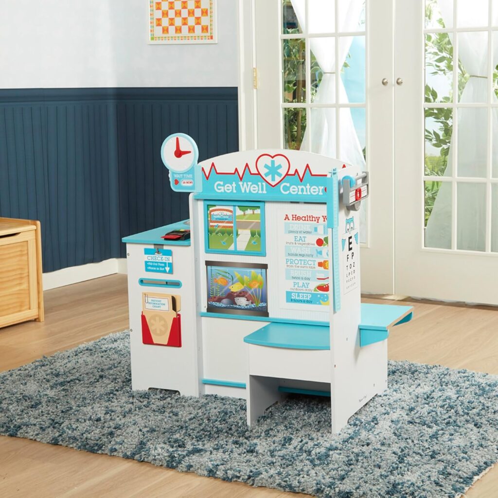 Melissa  Doug Wooden Get Well Doctor Activity Center - Waiting Room, Exam Room, Check-In Area - FSC Certified