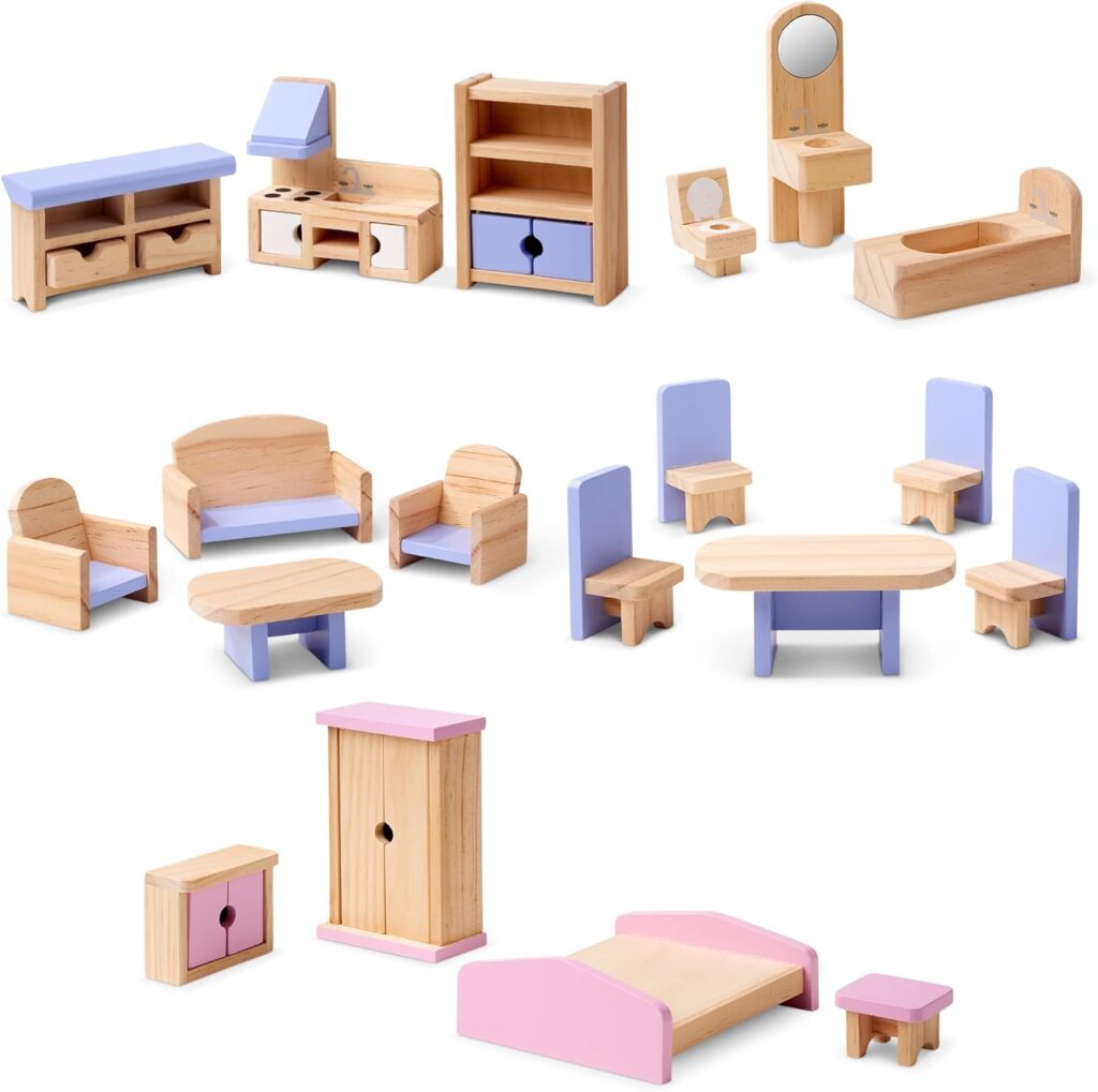 Melissa  Doug Wooden Multi-Level Dollhouse SIOC - Wooden Multi-Story Pretend Play Dollhouse For Kids