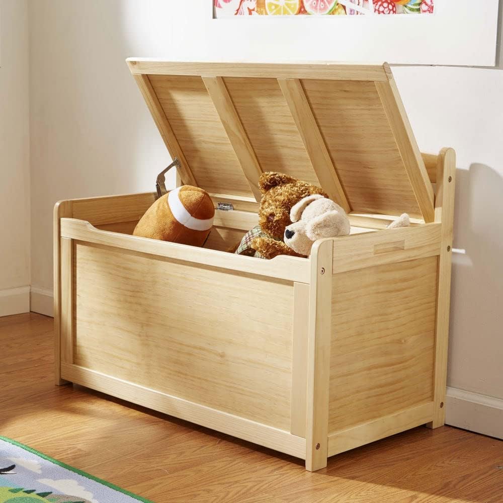 Melissa  Doug Wooden Toy Chest - White Furniture for Playroom - Kids Toy Box, Wooden Storage Organizer, Childrens Furniture