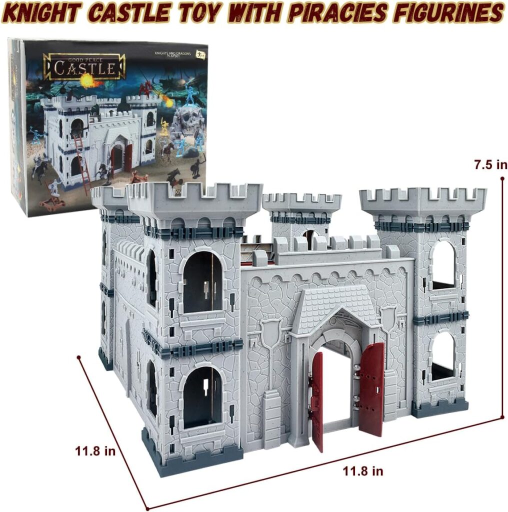 Mostop Medieval Castle Knight Toy Solider Army Figures Toy, DIY Assembled Castle Model Knight Game 354Pcs Soldier Building Kit with Castle,Cavalry and Arrow Tower Simulated Siege War of Attack