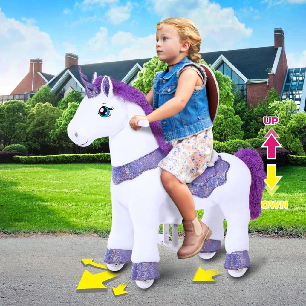 PonyCycle Ride on Unicorn Toys Rocking Horse,Essential Model E Riding Unicorn Mechanical Moving Walking Horse, Giddyup for Children 3 to 5 Years Old Spirit Horse Toys Girls Riding Toys Purple E313