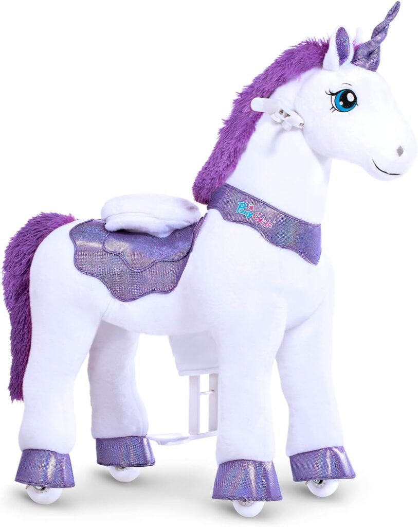 PonyCycle Ride on Unicorn Toys Rocking Horse,Essential Model E Riding Unicorn Mechanical Moving Walking Horse, Giddyup for Children 3 to 5 Years Old Spirit Horse Toys Girls Riding Toys Purple E313