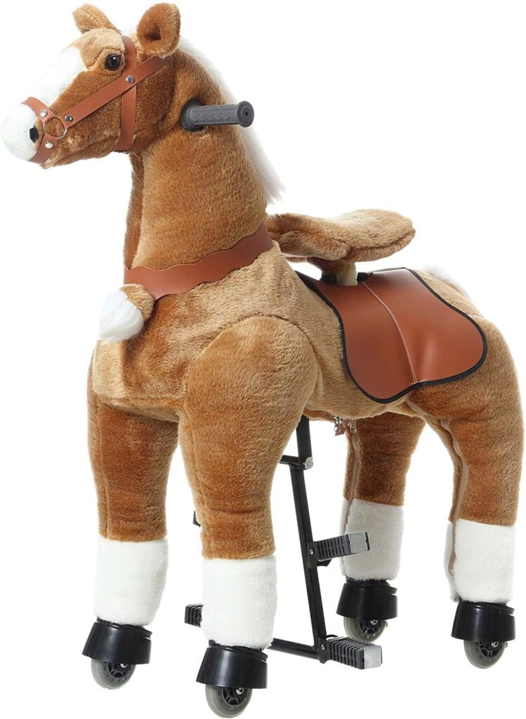 Ride on Unicorn Toys for Girls, Ride on Horse Riding Pony for Children 3-6 Years Old, Rideable Plush Walking Horse Animal with Wheels