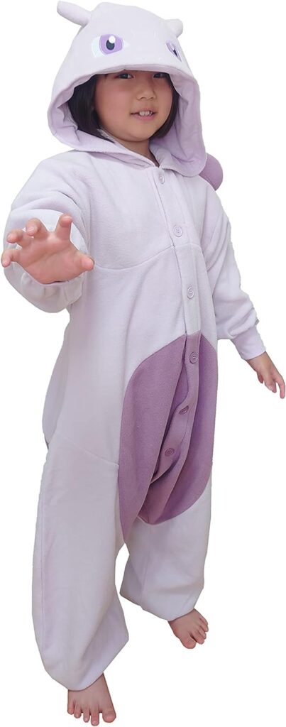 SAZAC Kigurumi - Pokemon - Mewtwo - Onesie Jumpsuit Halloween Costume -Kids Size (5-9 Year Old) Purple