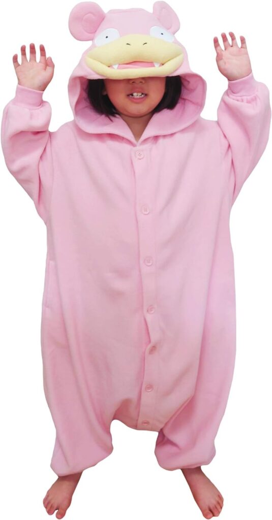 SAZAC Kigurumi - Pokemon - Slowpoke - Onesie Jumpsuit Halloween Costume -Kids Size (5-9 Year Old) Pink