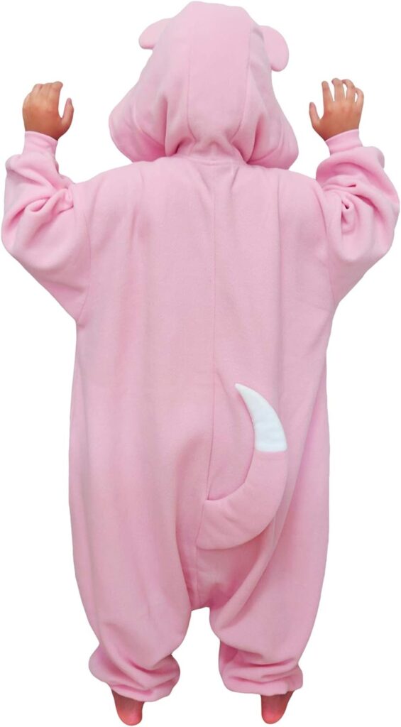 SAZAC Kigurumi - Pokemon - Slowpoke - Onesie Jumpsuit Halloween Costume -Kids Size (5-9 Year Old) Pink