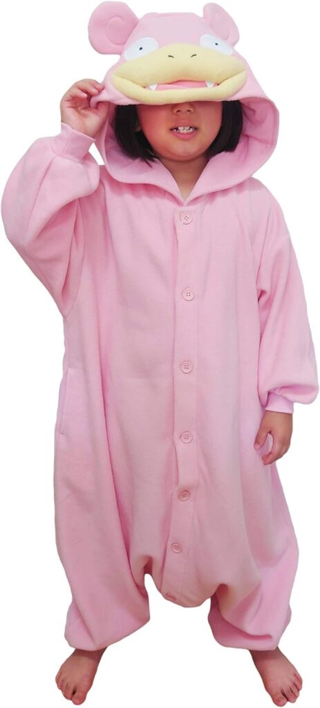 SAZAC Kigurumi - Pokemon - Slowpoke - Onesie Jumpsuit Halloween Costume -Kids Size (5-9 Year Old) Pink