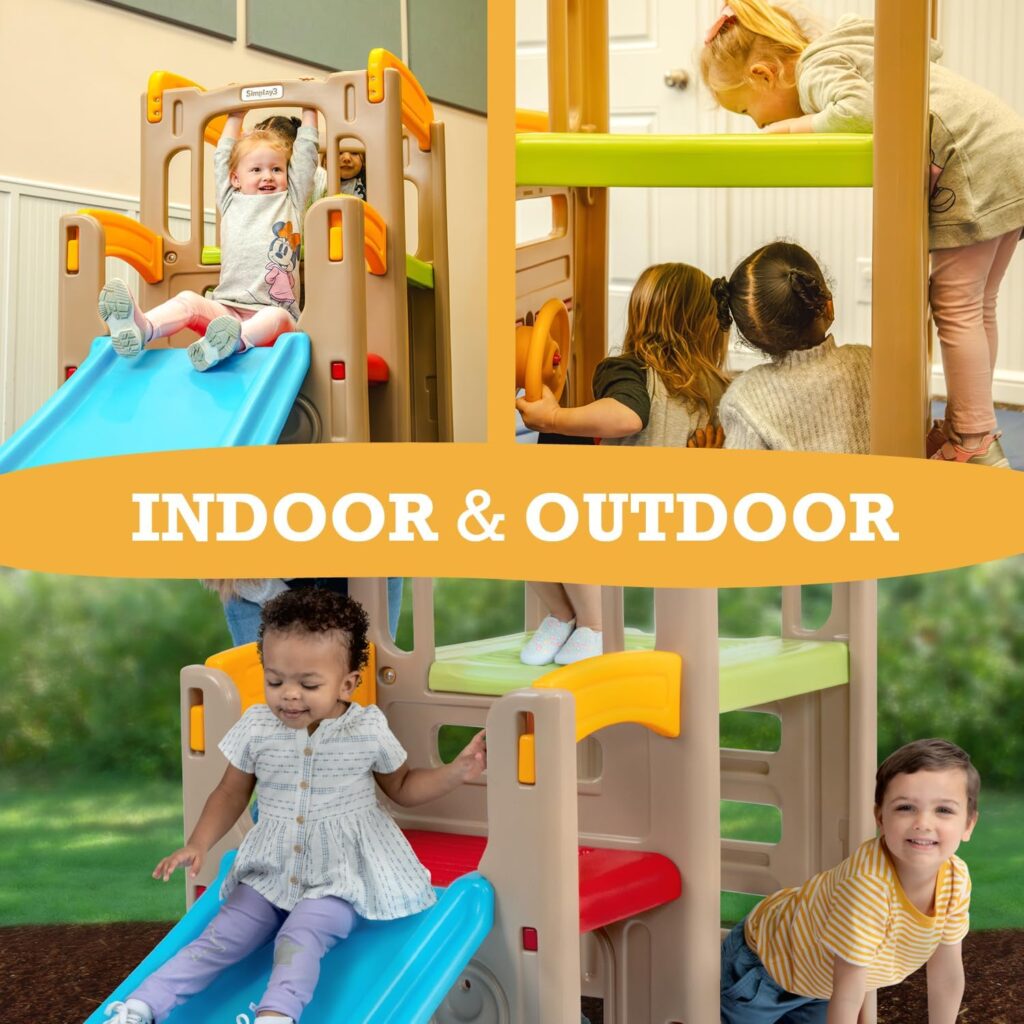 Simplay3 Young Explorers Adventure Climber - Indoor Outdoor Crawl Climb Drive Slide, Year-Round Playset for Children