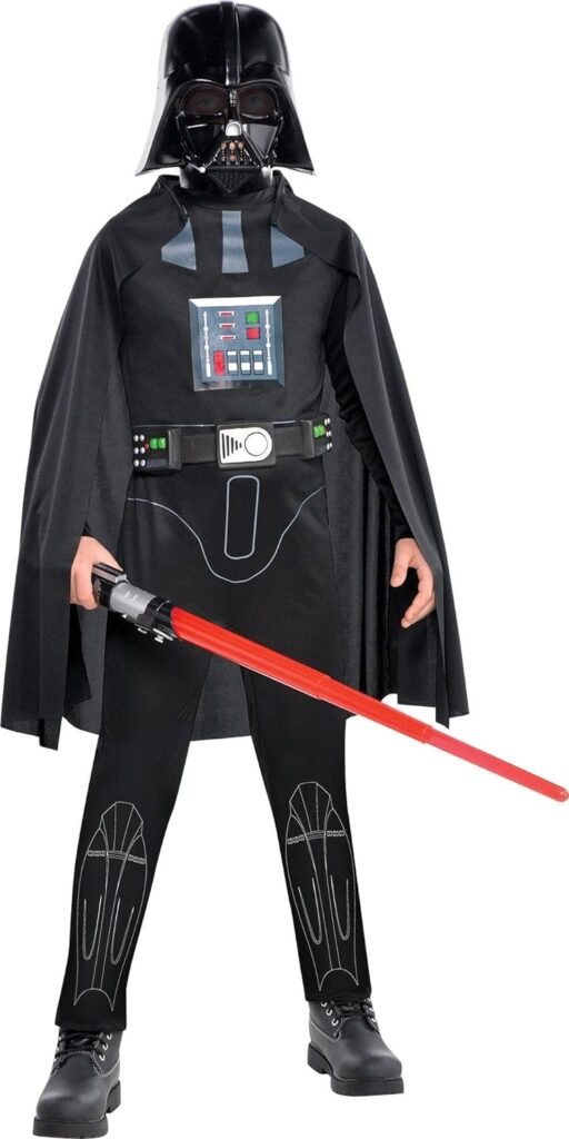 Star Wars Darth Vader Costume Classic for Boys, Includes a Jumpsuit, a Mask, a Cape, and More