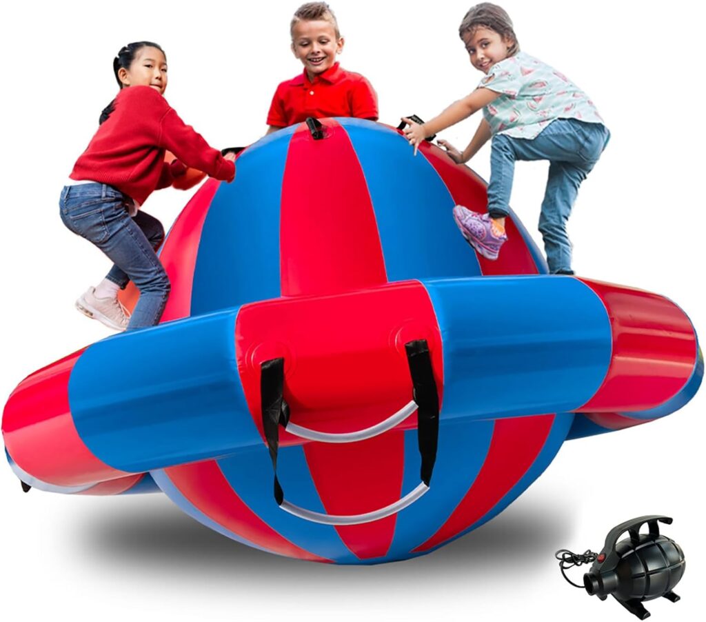 8.2FT Inflatable Dome Rocker Bouncer, Giant Roll and Play Seesaw Rocker with 8 Handles, Max Weight 660Lbs, Blow Up Outdoor Toys with Electric Pump, Inflatable Bouncer Holds Up to 4 Person