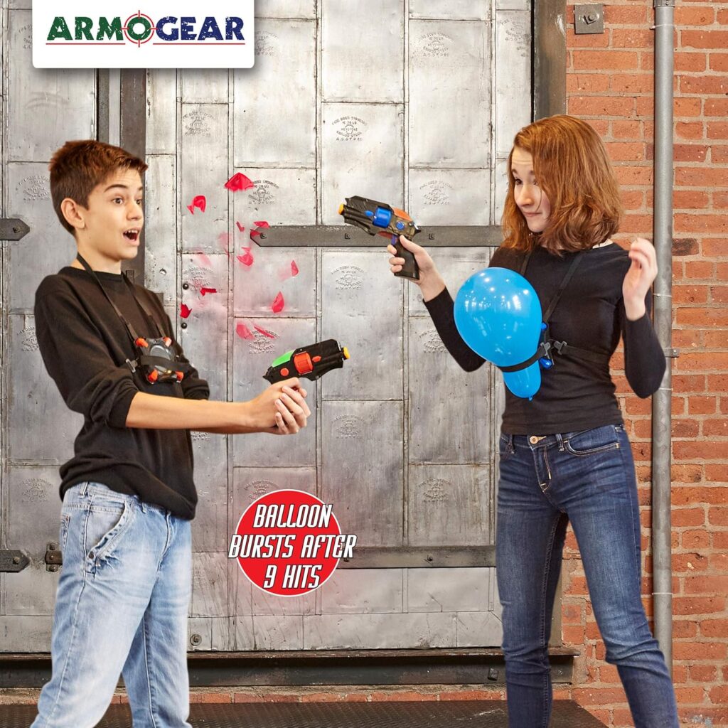 ArmoGear Laser Tag Guns with Vests Set of 4 and 2 Pack Kids Laser Tag Balloon Battle