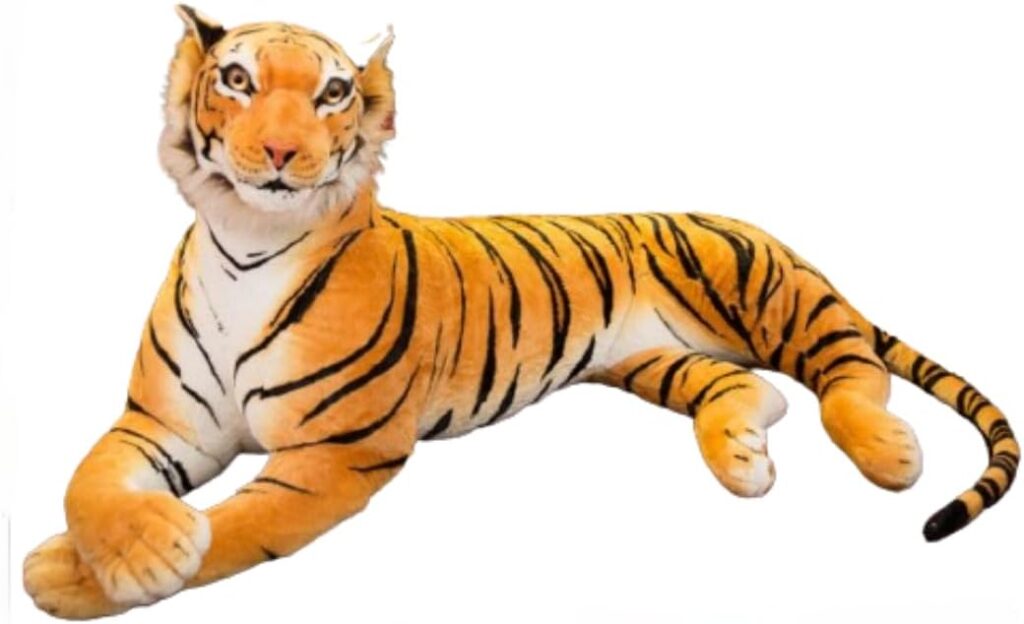 Huge Tiger Stuffed Animal - Giant Stuffed Tiger (5 feet long Total Length) -Lifelike Stuffed Tiger Plush Toy Gifts for Kids Girls Boys