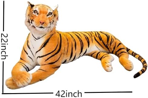 Huge Tiger Stuffed Animal - Giant Stuffed Tiger (5 feet long Total Length) -Lifelike Stuffed Tiger Plush Toy Gifts for Kids Girls Boys