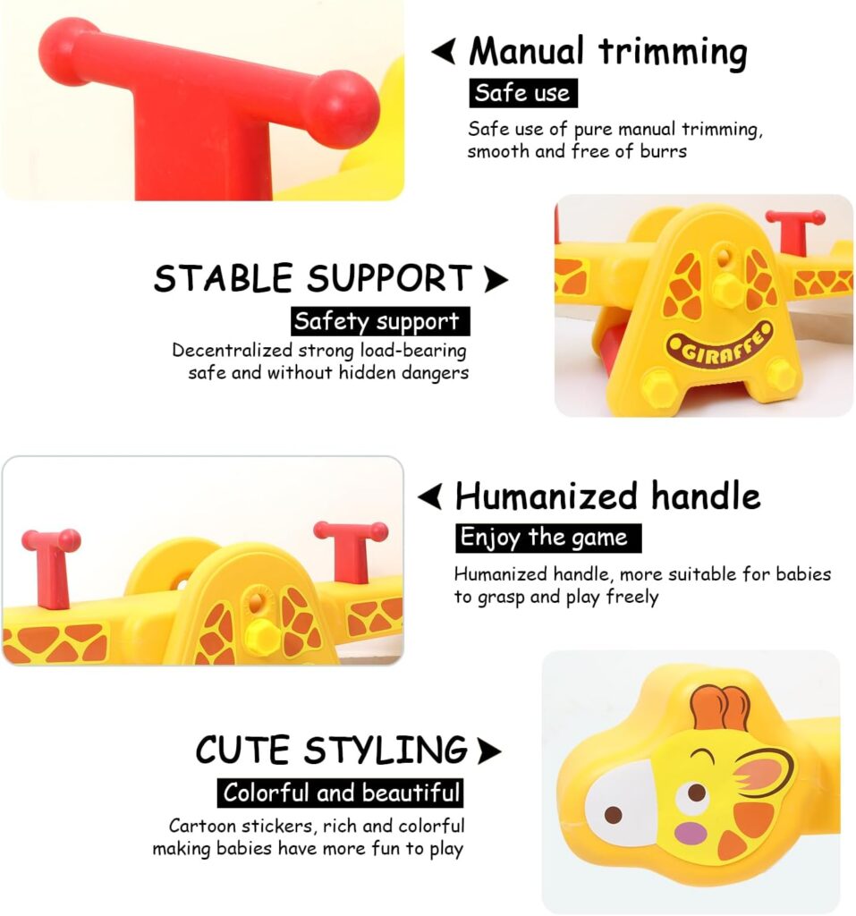 Joyful Yellow Giraffe Teeter Totter Seesaw: Rocking Fun for Two Toddlers or Kids; Indoor  Outdoor Toddler Toys for Ages 1-12, A Precious Gift for Your Dearest Child