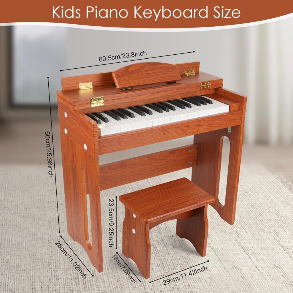 Kids Piano Keyboard,Wooden Kids Piano with Music Stand Music Educational Instrument Toy 37 Keys Digital Piano for Girls and Boys