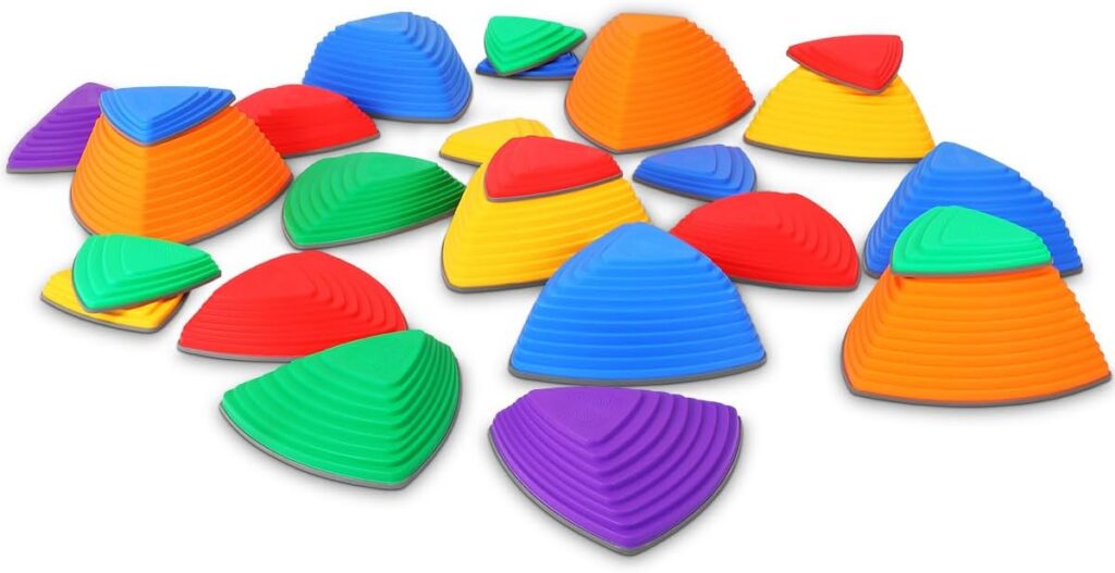 Kids Stepping Stones 25 Sets Rainbow, Balance Stepping Stone for Children,Toddler Stepping Stones Big-Side Sensory Toys,River Stones Outdoor Obstacle Activity Non-Slip Thickening and Widening Material