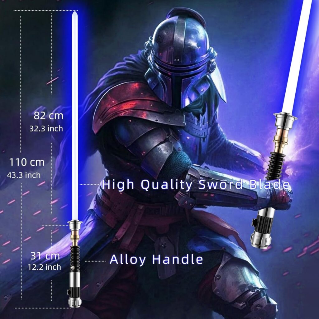 Lightsaber,Smooth Swing Dueling Light Saber,18 Set Sound Effects with 19 Colors Change,Motion Control Premium Metal Handle,Adults and Kids Collectible Roleplay Item（Obi-Wan 110cm）