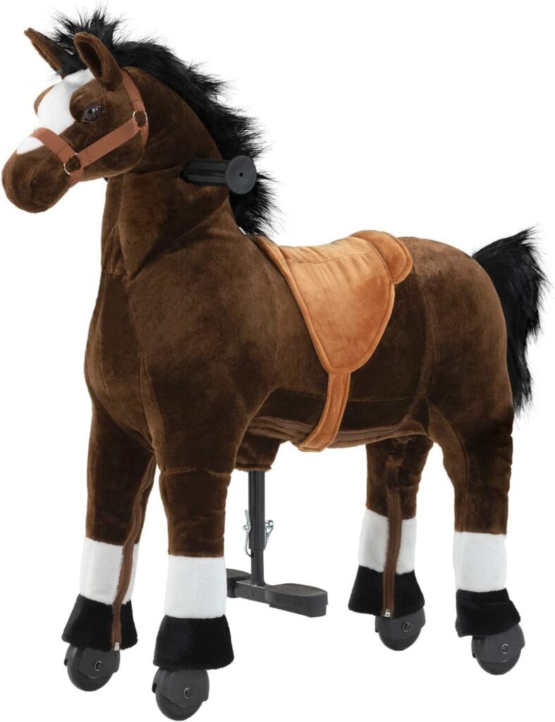 linor Ride on Horse for Big Kids, Horse Ride on Toy Riding Horse Pony Rider Mechanical Walking Action Plush Animal for 4 Years to 8, No Battery or Electricity, Max Load 165LBS,Size 4